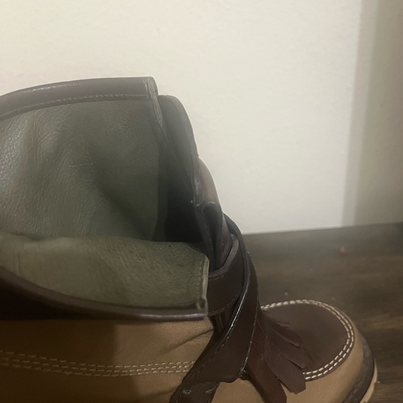 Tory Burch Brown and Tan Heeled Boots with High Stiletto Heel and Unique Design - Picture 13 of 14